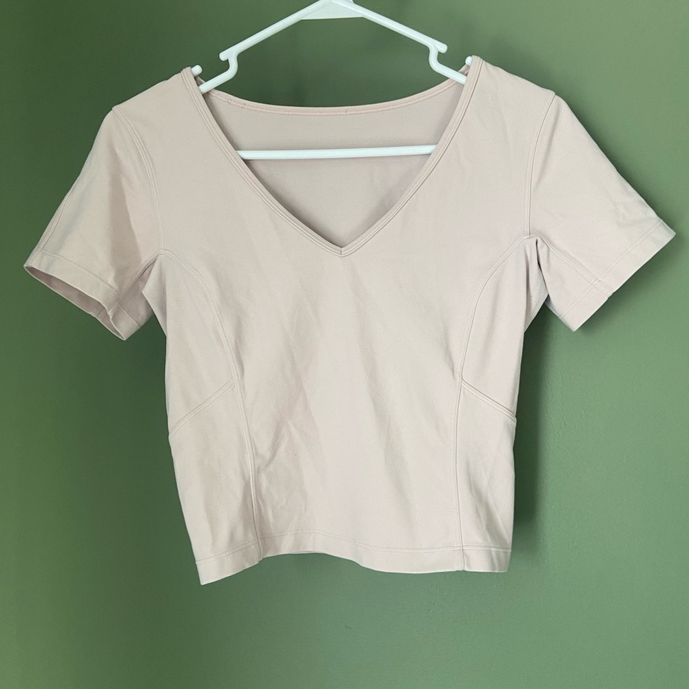 Lululemon Athletica Light Pink V-Neck Crop Top
